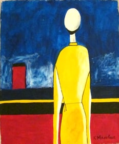 Vintage Abstract Painting Signed- Kazimir Malevich, Modern Art