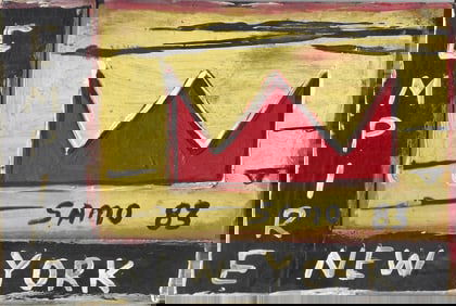 JMB Signed - SAMO NYC- Painting. Mixed Media Painting on Cardboard