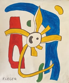 Vintage Abstract Painting Signed F Leger, Modern Art