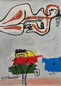 Vintage Abstract Painting Signed Le Corbusier, Modern Art