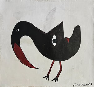 Vintage Abstract Canvas Signed Victor Brauner, Modern Art