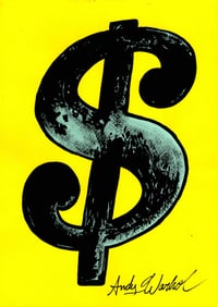 Signed Andy Warhol Mixed Media on Paper. MONEY, Embossed Stamp