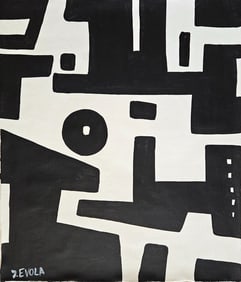 Vintage Abstract Canvas Signed J.Evola, Modern Art