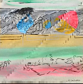 Signed Le Corbusier, Vintage Abstract Canvas, Modern Art