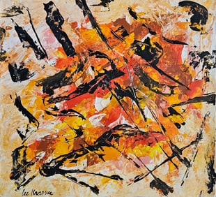 Vintage Abstract Canvas Signed L.Krasner, Modern Art