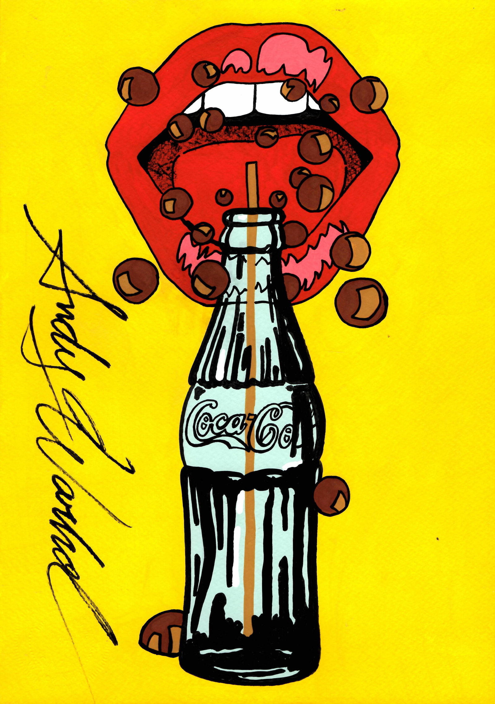 Signed Andy Warhol Mixed Media on Paper. , Embossed Stamp: Signed Andy Warhol Mixed Media on Paper, Embossed Stamp .On verso, also stamp inscribed Authorized by the Andy Warhol Foundation. Approx Size: 11 3/4 x 8 1/2 inches. Provenance: This item has limited 