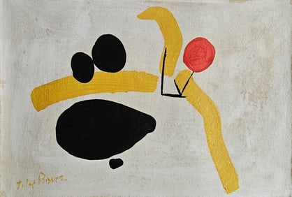 Vintage Abstract Painting Signed Julius Bissier Modern Art