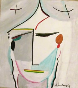 Signed Jawlensk Abstract Figurative Expressionism Painting