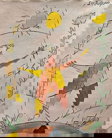 Vintage Abstract Painting On Canvas Signed Survage