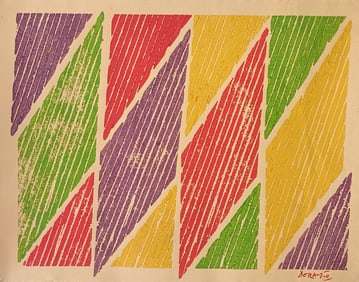 Vintage Abstract Painting On Canvas Signed Piero Dorazio