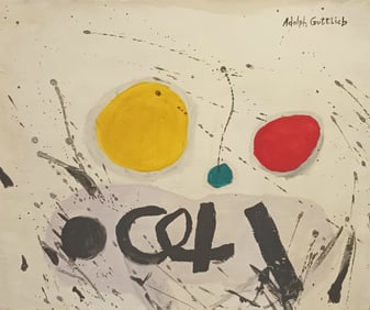 Vintage Abstract Painting Signed Adolph Gottleb Modern Art