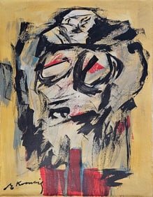Vintage Abstract Painting Signed De Kooning, Modern Old 20th Century Art