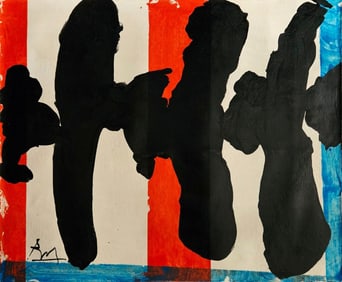 Signed RM (Motherwell) Vintage Abstract Canvas, Modern Art