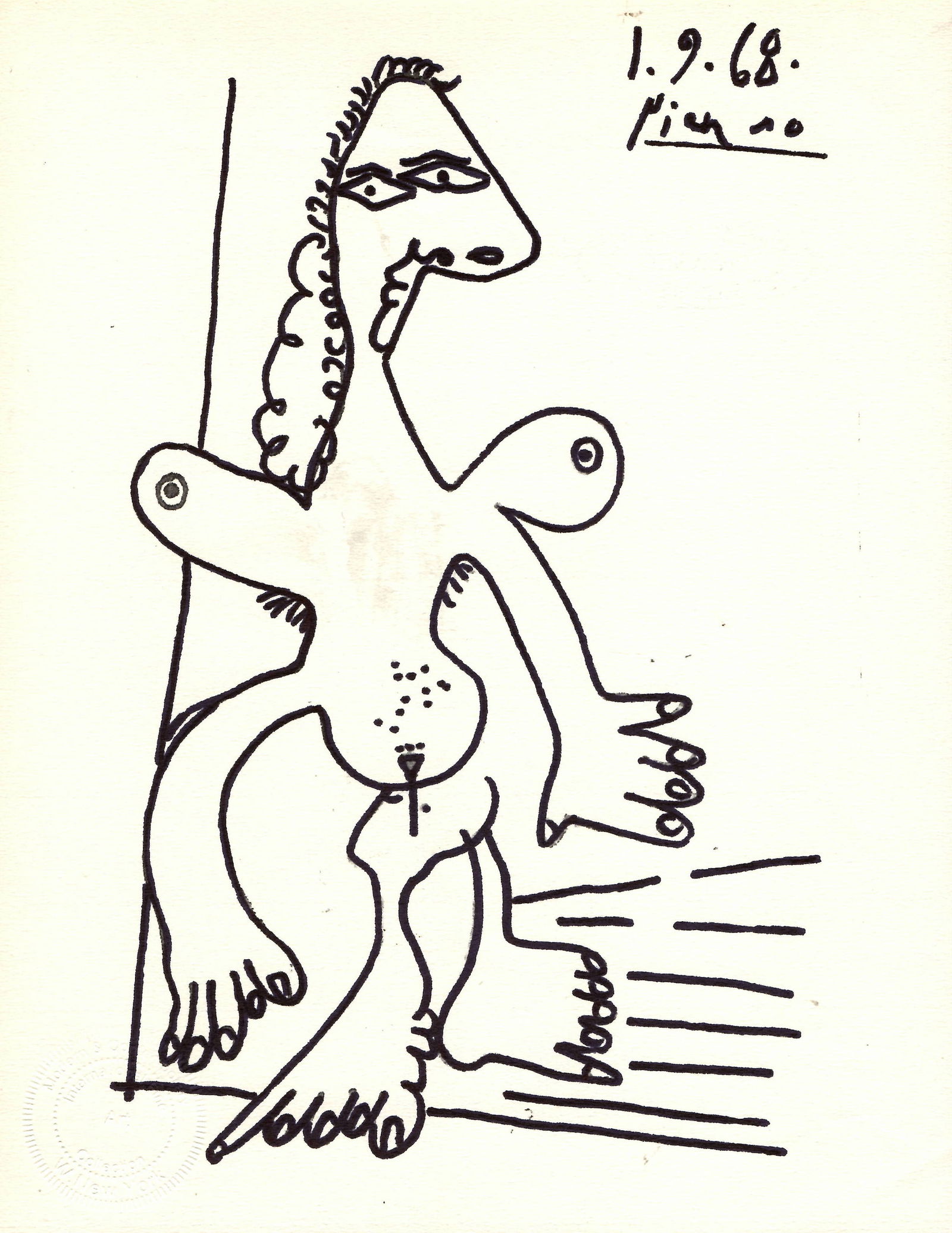 Rare Pablo Picasso Fine Art Drawing Ink on Paper (1 of 2)