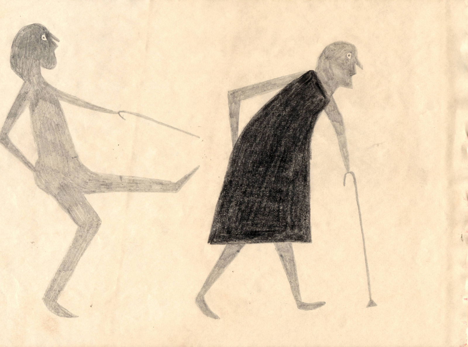 Bill Traylor Outsider Folk Art Painting on Paper: Bill Traylor Outsider Folk Art Painting on Paper.Approx Painting: 11 x 8 inches..This Lot has no established documentation. Therefore it is described in this catalog as in the manner of artist After ,