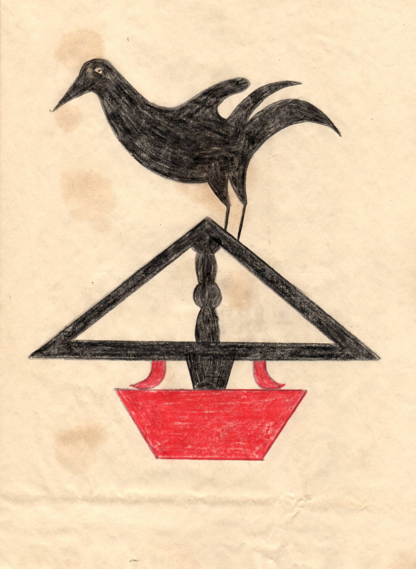 Bill Traylor Outsider Folk Art Painting on Paper: Bill Traylor Outsider Folk Art Painting on Paper.Approx Painting: 11 x 8 inches..This Lot has no established documentation. Therefore it is described in this catalog as in the manner of artist After ,