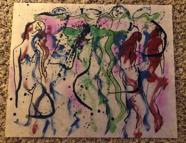 1983 Signed Nude Abstract Expressionist Painting
