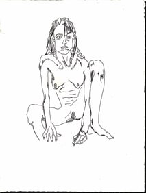 Egon Schiele Drawing ink on Paper.Embossed Stamp