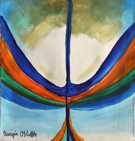 Vintage Abstract Painting on CanvasSigned O'Keeffe, Modern Art