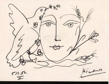 Pablo Picasso Fine Art Print. Ink on Paper.Embossed Stamp