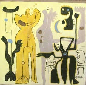 Abstract Painting on Canvas Signed Willi Baumeister Art