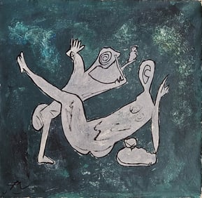 Abstract Painting on Canvas Signed  Matta, Modern Art