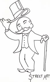 Large Street Art Ink on Paper Painting