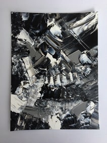 Original Black & White Abstract Texture Painting Signed