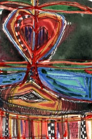 Original J Rivera Abstract New York Big Apple Mixed Med