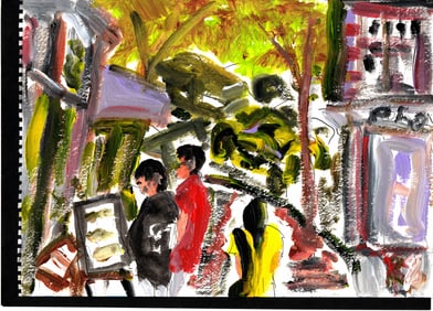 Original Abstract New York Geometric Painting