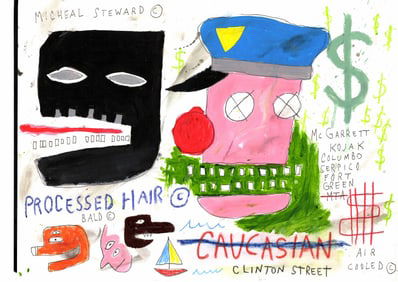 Jean Michel Basquiat "CAUCASIN" Expressionism Painting on Paper