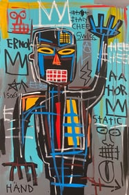 Rare Huge King Samo Hand Fits Basquiat Vintage Painting 36 x 24 in