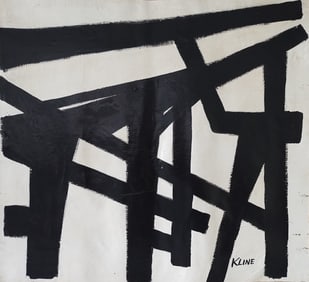 Signed Kline Abstract Expressionism Painting On Canvas
