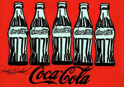 Signed Andy Warhol Mixed Media on Paper. Coca Cola , Embossed Stamp