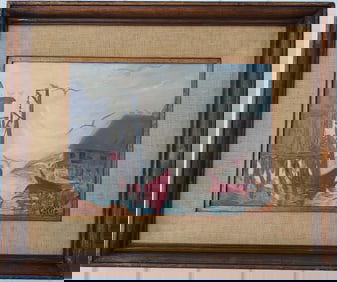 Vintage Oil Painting PEGGY'S COVE NOVA SCOTIA Seascape Boat.Folk Art.