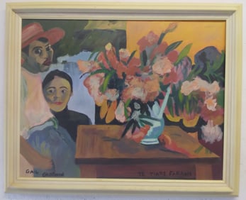 Signed Paul Gauguin "Te Tiare Farani" Painting on Canvas Framed.