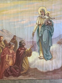 1946 Rare Antique Original Religious Mural Oil Painting on Canvas