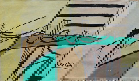 Signed Karl Knaths 20th Century Modern Painting on Canvas