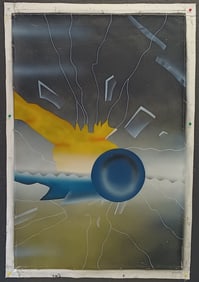 Abstract Surreal Unstretcher Painting on Canvas