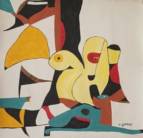 Vintage Signed Gorky Painting on Canvas