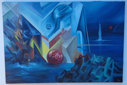 Dago E Seguel Surreal Original Oil Painting . 41"x 31"