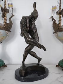 Large Bronze Statue Couple Dancer with Marble Base