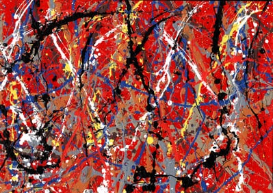 Jackson Pollock Abstract Painting on Cardboard