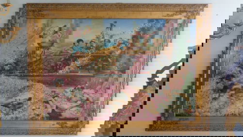 XX Large Realism Lady Figures, Framed Painting