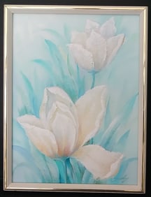 Oil Painting Flower on Canvas Framed