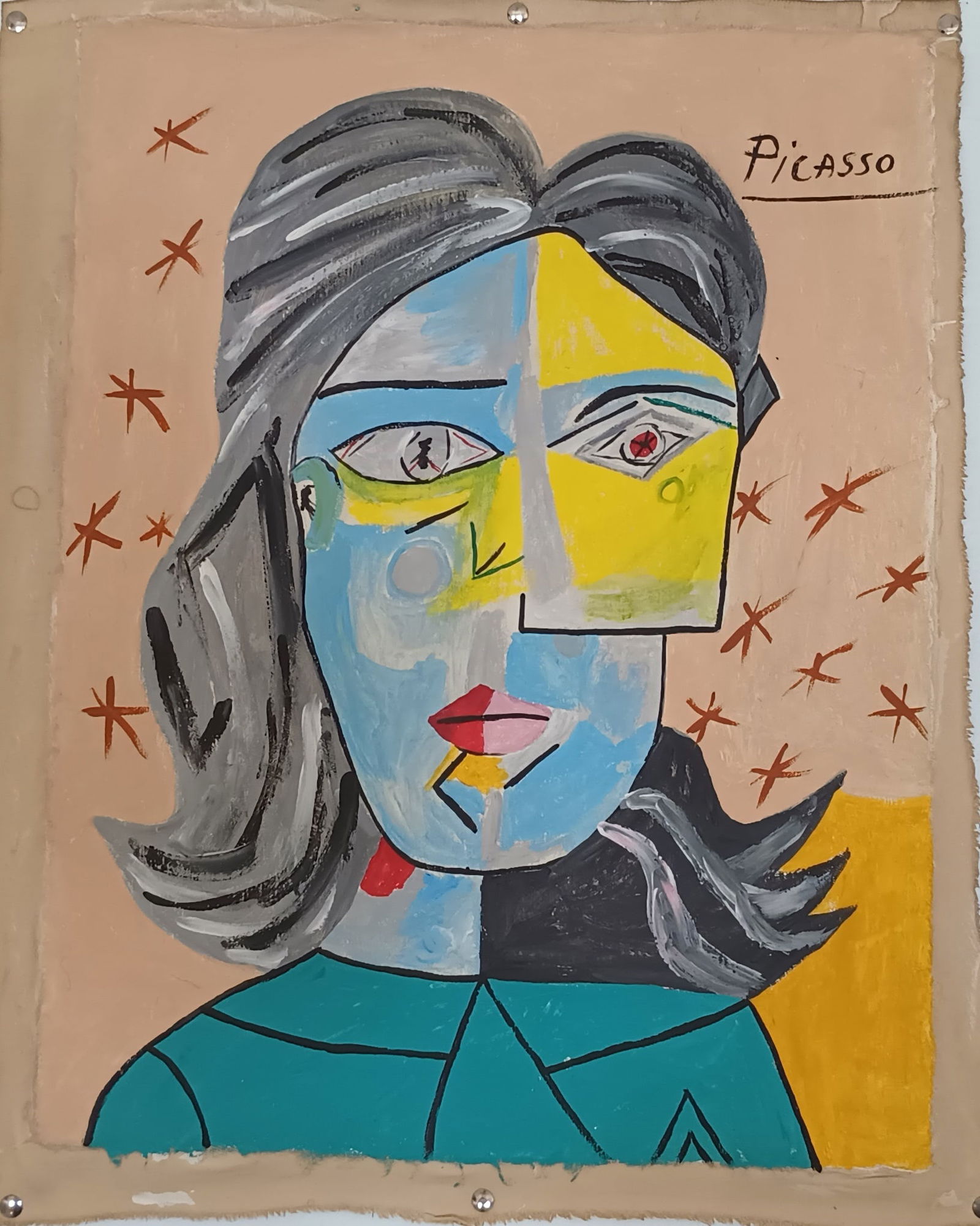 Abstract Painting on Canvas Signed Picasso, Modern Art (1 of 4)