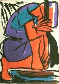 Signed M Janco 20th Century Modern Painting on Can