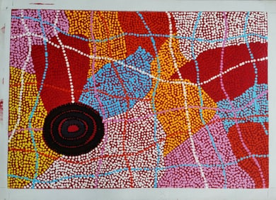 Abstract Indigenous Australian Art Dot Painting on Canvas