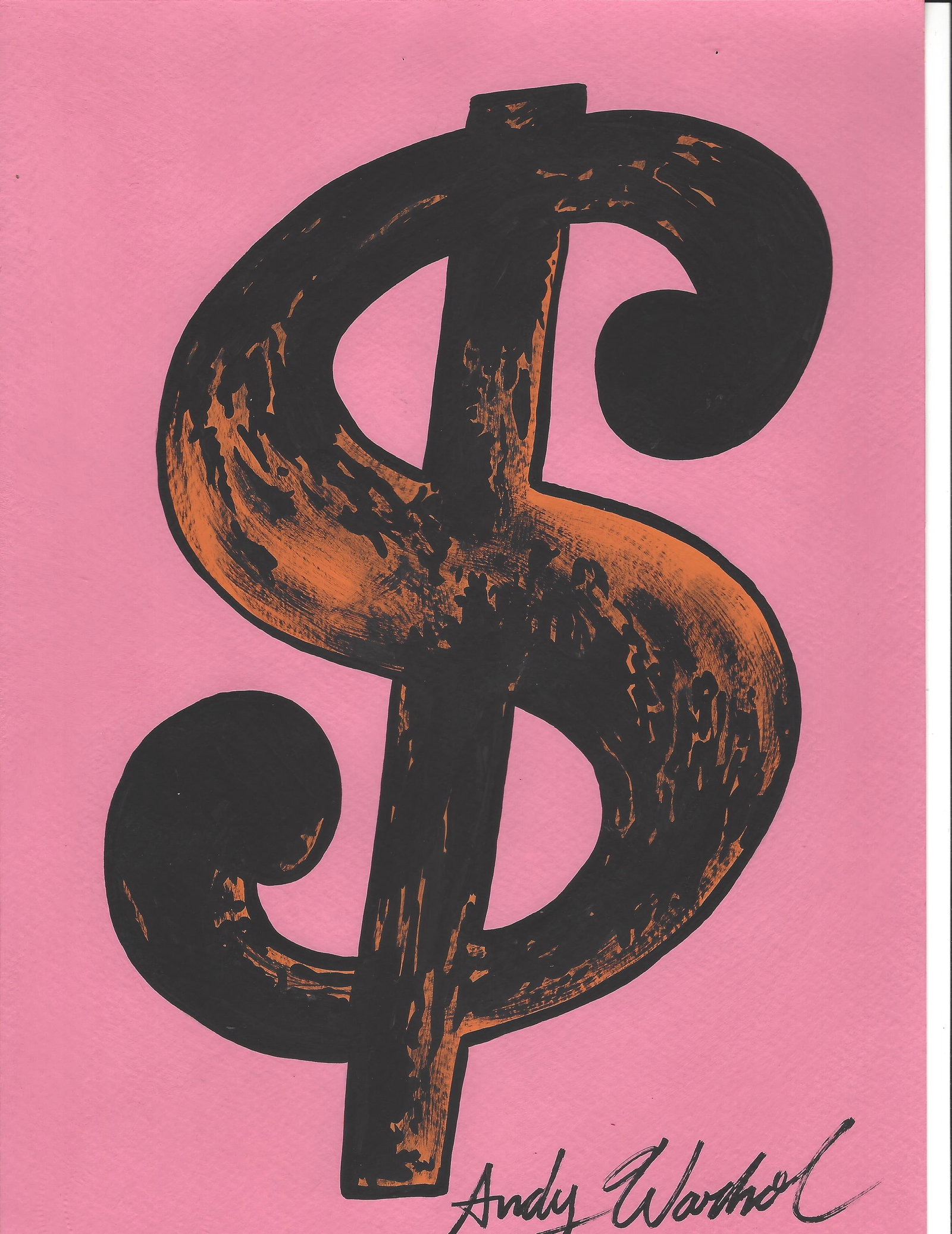 Signed Andy Warhol Mixed Media on Paper. Stamped on Verso (1 of 2)