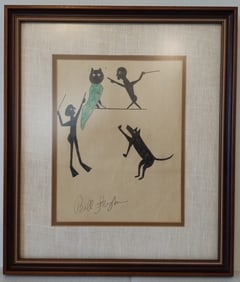 Bill Traylor Signed Outsider Folk Art Painting on Paper - African American Art